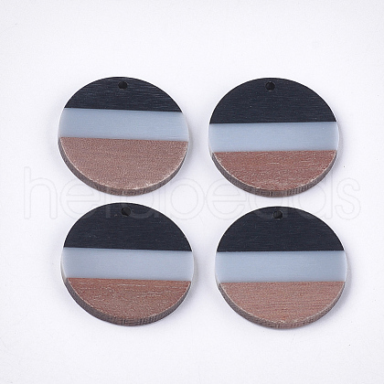 Tri-color Resin & Walnut Wood Pendants RESI-S358-78B-1
