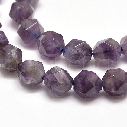 Faceted Natural Amethyst Gemstone Bead Strands G-J331-05-8mm-1