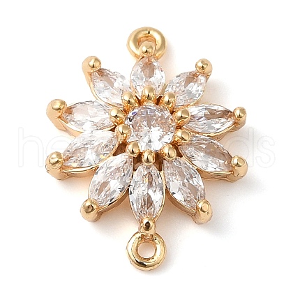Brass Pave Clear Cubic Zirconia Connector Charms KK-G503-27G-1