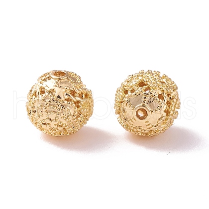 Brass Hollow Round Beads KK-P226-15CG-1