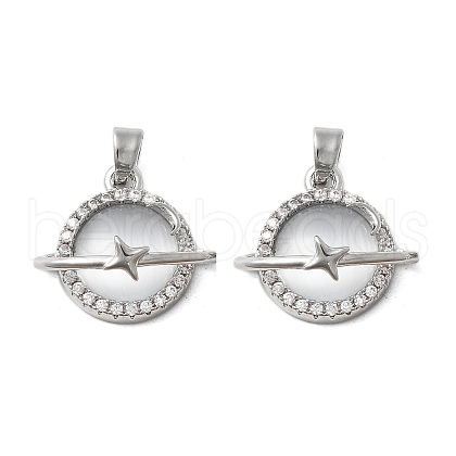 Brass Micro Pave Cubic Zirconia with Glass Pendants KK-Z103-01P-1