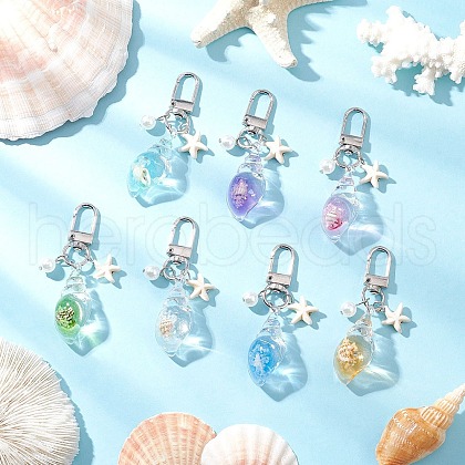 Glow in the Dark Acrylic Conch Pendant Decorations HJEW-JM03290-1