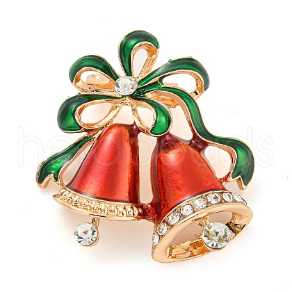 Christmas Theme Golden Zinc Alloy with Rhinestone Brooches JEWB-B018-01G-08-1