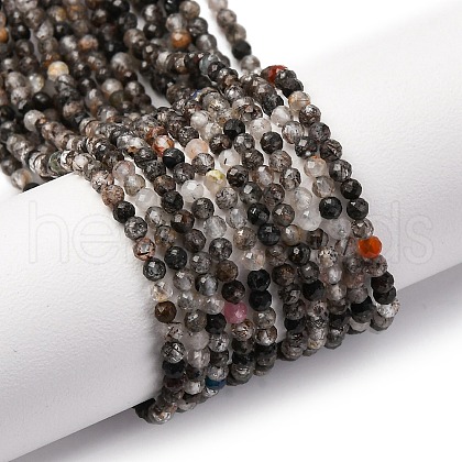 Natural Black Rutilated Quartz Beads Strands G-RM250104-C4-1