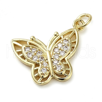 Brass Micro Pave Clear Cubic Zirconia Pendants KK-U005-01I-G-1