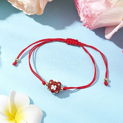 Natural Carnelian Braided Bead Bracelets BJEW-MZ00154-03-1