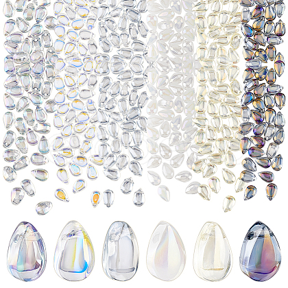   240Pcs 6 Colors Transparent Spray Painted Glass Charms GLAA-PH0002-97-1