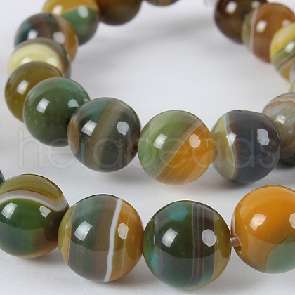 Natural Gemstone Agate Round Bead Strands G-E234-01-1