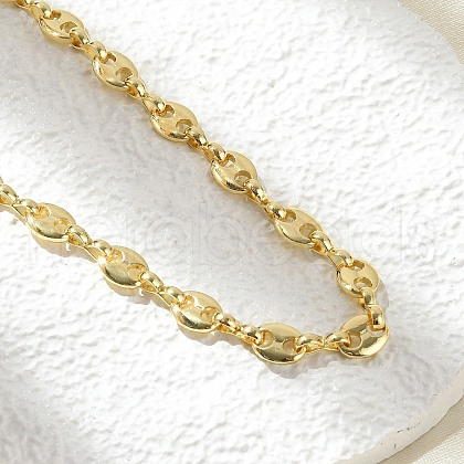 Brass Coffee Bean Chain Necklaces NJEW-A042-11G-1