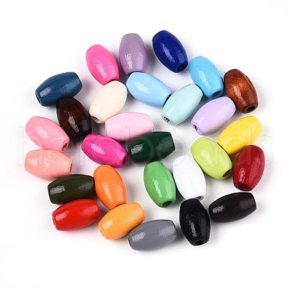 Spray Painted Schima Wood Beads WOOD-T032-29B-1