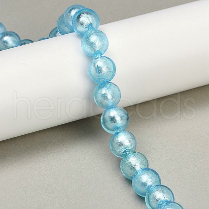 Handmade Silver Foil Glass Beads Strands FOIL-F002-01B-1