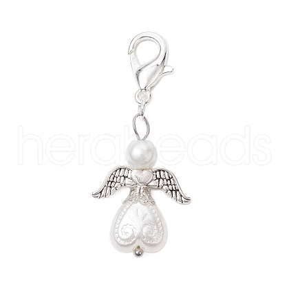 Angel Acrylic Imitation Pearl Pendant Decorations HJEW-JM02318-1