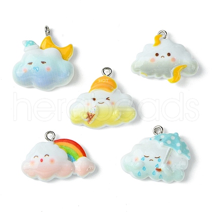 5Pcs 5 Colors Opaque Resin Pendants RESI-FS0001-67B-1