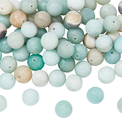  Natural Frosted Flower Amazonite Round Beads G-NB0005-34D-1