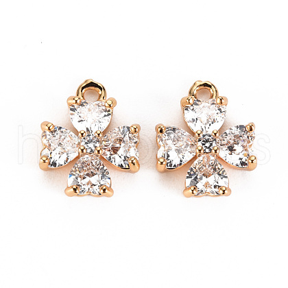 Brass Micro Pave Clear Cubic Zirconia Charms KK-S360-142-NF-1