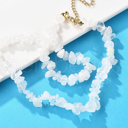 Natural Quartz Crystal Chips Beaded Necklace NJEW-FZ00004-01-1