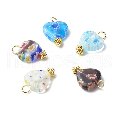 Heart Handmade Millefiori Lampwork Beads Pendant PALLOY-JF00907-1