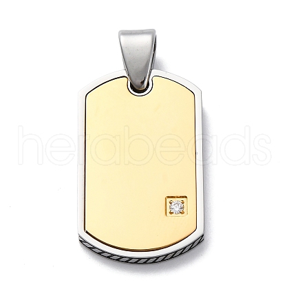 304 Stainless Steel Micro Pave Cubic Zirconia Pendants STAS-U043-24G-1