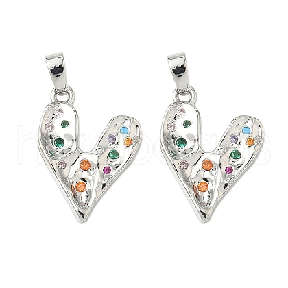 Brass Micro Pave Clear Cubic Zirconia Pendants KK-B139-03P-1