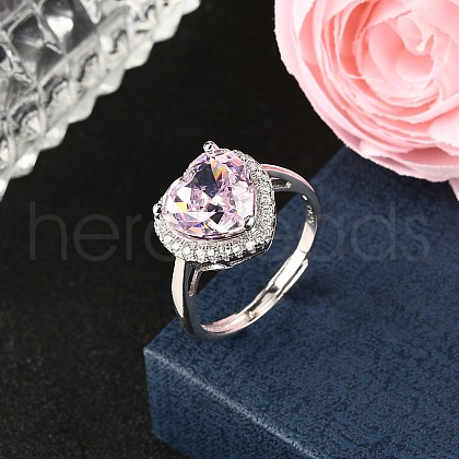 925 Sterling Silver Pave Cubic Zirconia Finger Rings RJEW-C138-01B-02-1