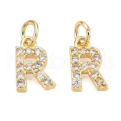 Brass Micro Pave Clear Cubic Zirconia Charms KK-ZX025-07R-1