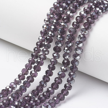 Electroplate Transparent Glass Beads Strands EGLA-A034-T6mm-E17-1