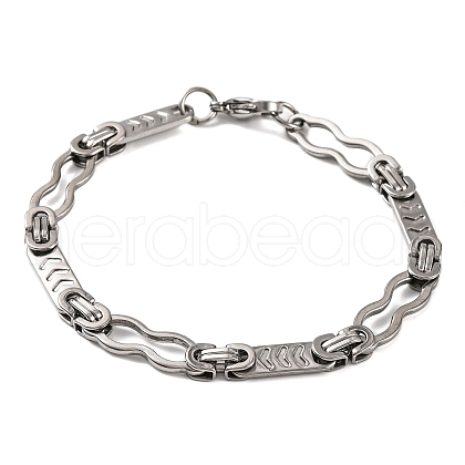 Tarnish Resistant 201 Stainless Steel Byzantine Chain Bracelets BJEW-B078-94P-1