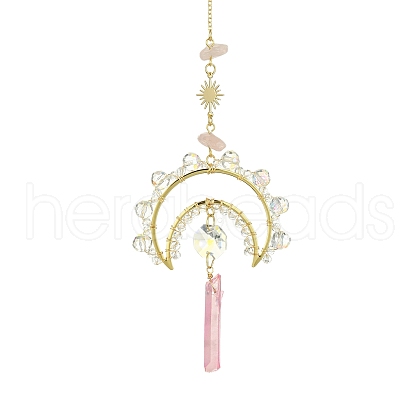 Natural Quartz Crystal Nuggets Pendant Decorations HJEW-TA00056-1