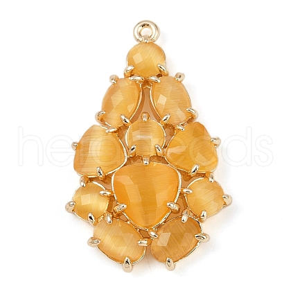 Brass Cat Eye Pendants KK-R224-16B-G-1