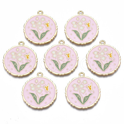 Rack Plating Alloy Enamel Pendants ENAM-N055-048-1
