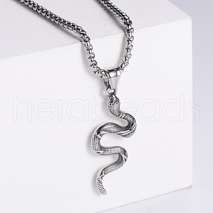 Fashionable Creative Stainless Steel Snake Pendant Necklace YP7517-1-1