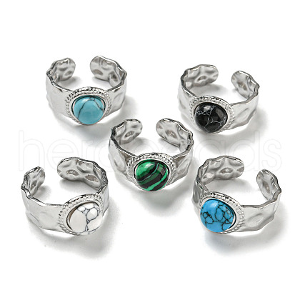 304 Stainless Steel Open Cuff Rings RJEW-C079-18P-1