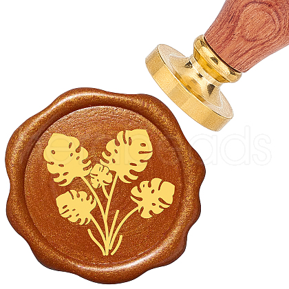 Brass Wax Seal Stamp with Rosewood Handle AJEW-WH0412-0003-1