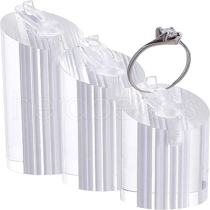 Acrylic Jewelry Finger Ring Displays Stand Set RDIS-WH0006-15B-1