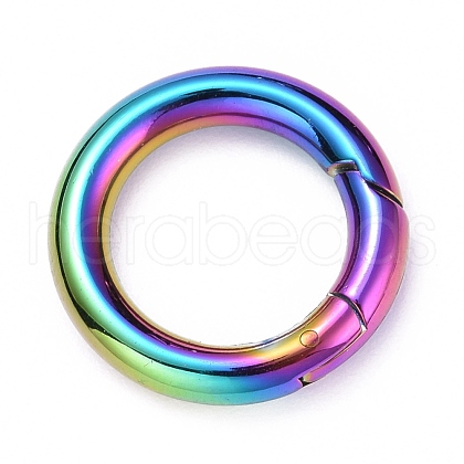 Rainbow Color PVD Vacuum Plating 304 Stainless Steel Spring Gate Rings STAS-E055-23M-1