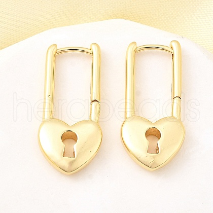 Brass Lock Hoop Earrings EJEW-Z121-03G-1