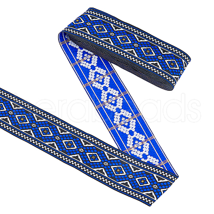 Polyester Jacquard Rhombus Ribbons OCOR-WH0082-140A-1