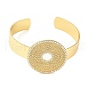 Brass Micro Pave Clear Cubic Zirconia Flat Round Open Cuff Bangles for Women BJEW-M312-08G-2