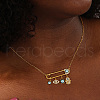 Brass Micro Pave Clear Cubic Zirconia Blue Evil Eye Safety Pin Pendant Necklaces for Women UQ5475-3