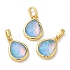 Rack Plating Brass with Synthetic Opal Pendants KK-S370-08G-01-1