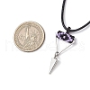 Cylinder Seed Beaded Evil Eye & Alloy Pyramid Cone Pendant Necklaces NJEW-MZ00105-05-3