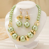 Acrylic Pearl Round Beaded Necklaces & Dangle Earrings Sets FS-WG675D0-01-1