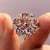 Plum Blossom Brass Pave Cubic Zirconia Finger Rings for Women FS-WG857C0-03-2