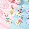 Flower Natural Amethyst & Lemon Jade & Synthetic Turquoise & Cherry Quartz Glass Chip Pendant Decorations HJEW-JM03239-1