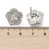 Flower Brass Micro Pave Clear Cubic Zirconia Stud Earrings EJEW-M082-19P-4