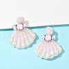 Shell Shape Glass Seed Beads Dangle Stud Earrings EJEW-S273-02-1