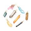 Electroplated Natural Quartz Crystal Pendants PALLOY-JF01009-1