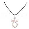 Glass Seed Beads & Shell Pearl Angel Pendant Necklaces NJEW-MZ00051-05-1