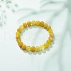 Natural Agate Round Beaded Stretch Bracelet BJEW-JB08396-5