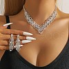 Brass Crystal Rhinestone Twist Chain Necklaces & Stud Earrings Sets FS-WG531AB-03-1